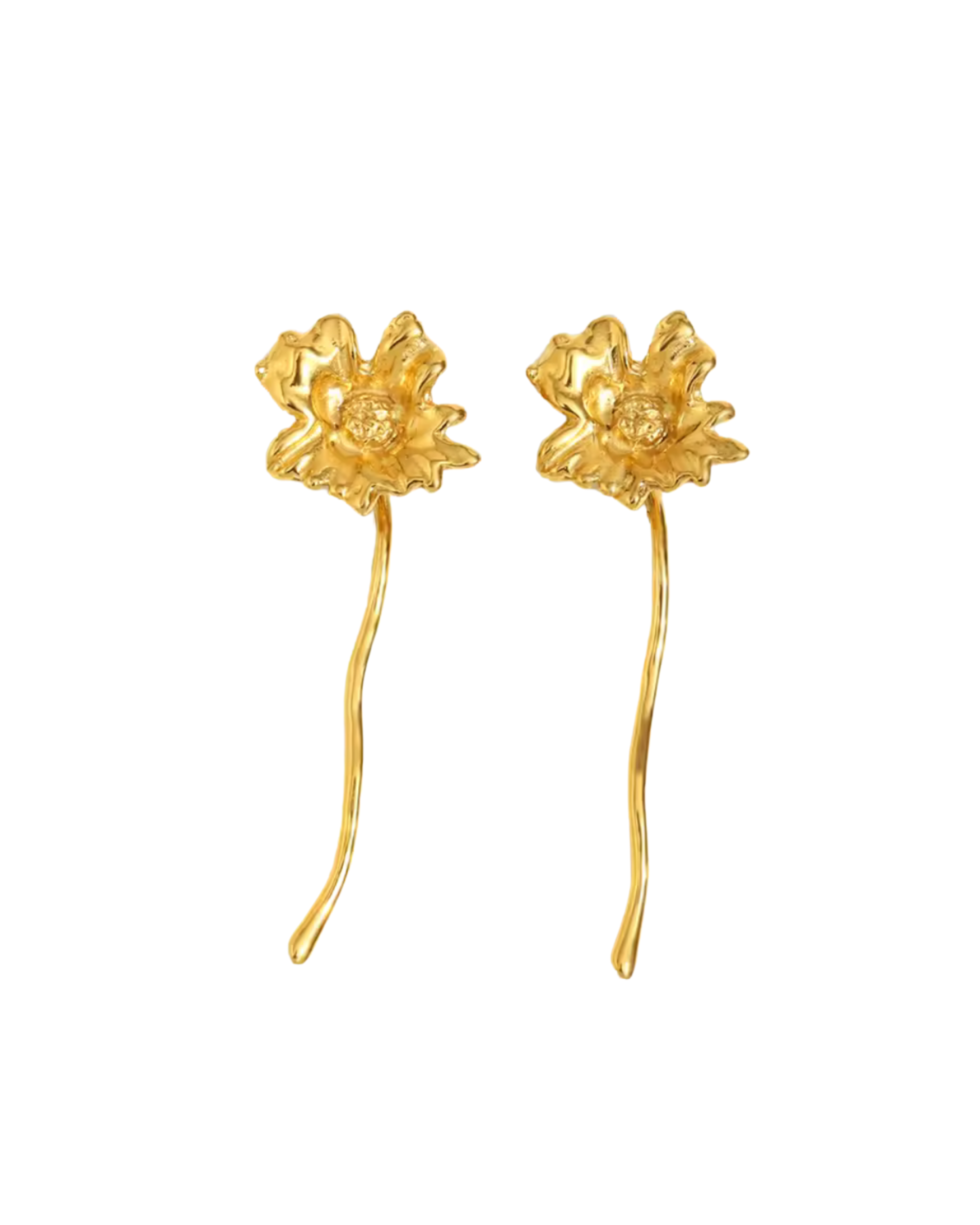 Verspielte Blumen Ohrringe mit Steckverschluss aus 316L Edelstahl, 18 k vergoldet, mit zarter Blütenform und wasserfest
