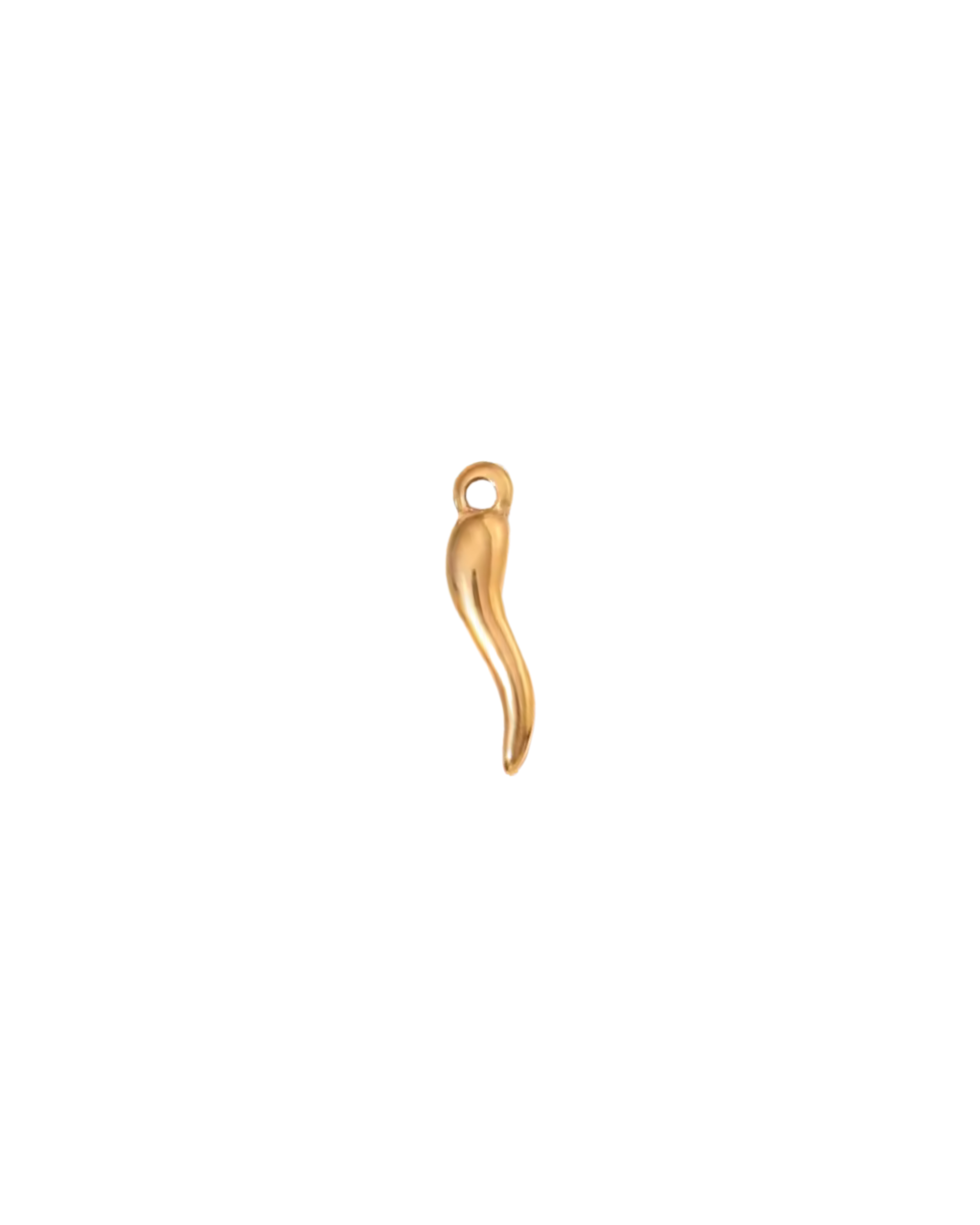 Minimalistisch geformter Chili-Charm aus 14K vergoldetem Edelstahl, schlankes und elegantes Design.