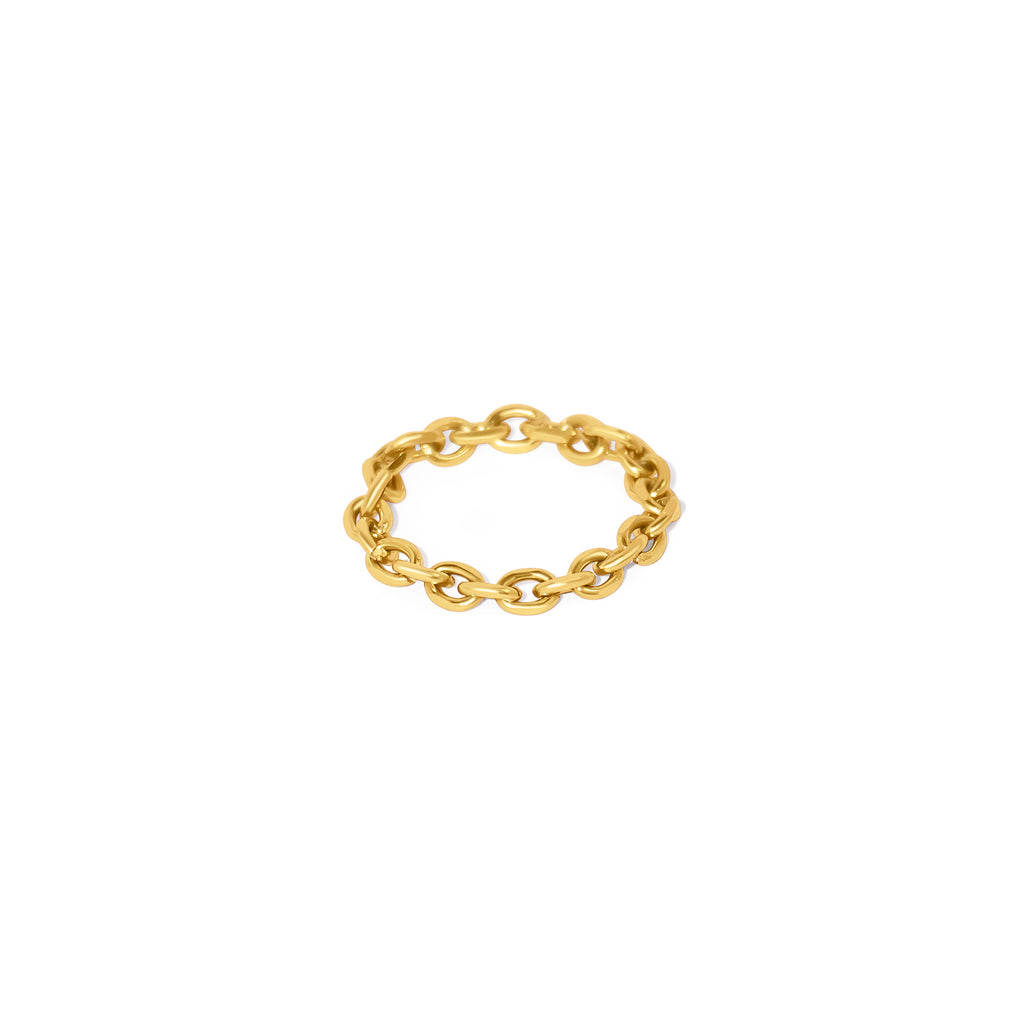 Zarter Kettenring aus poliertem, goldfarben vergoldetem 14k Edelstahl.